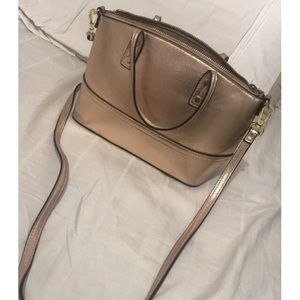metallic rose gold purse